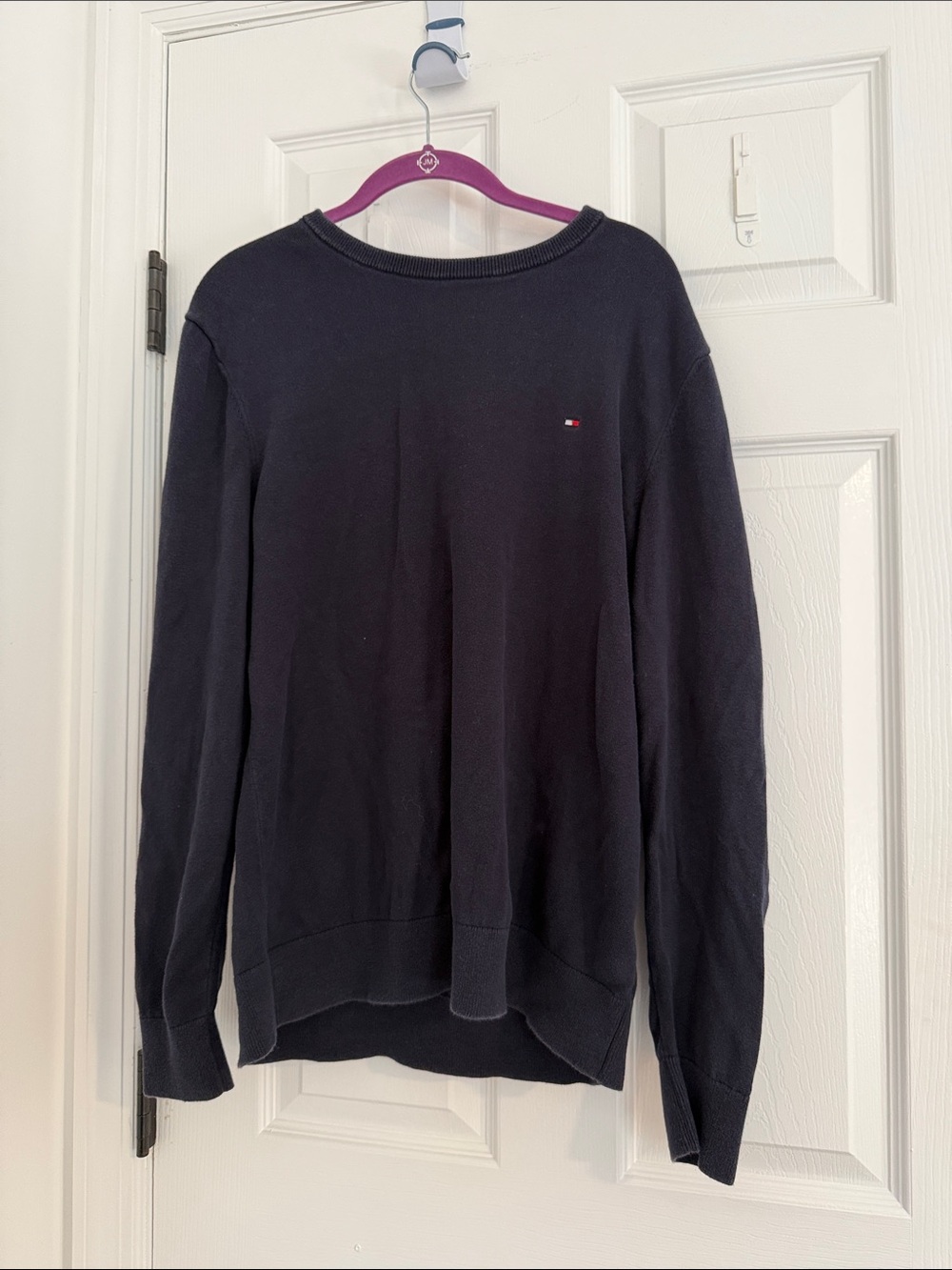 Tommy Hilfiger Men's Dark Navy Crewneck Sweater with Flag Logo
